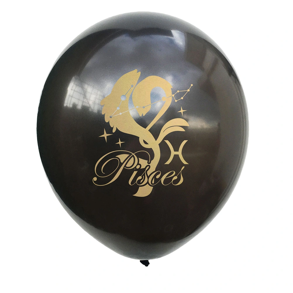 15Pcs Party Balloons Pisces Constellation Balloons Sequins Balloons Wedding Balloons Decoration for Wedding Birthday（Black Golden Transparent for Each 5Pcs)