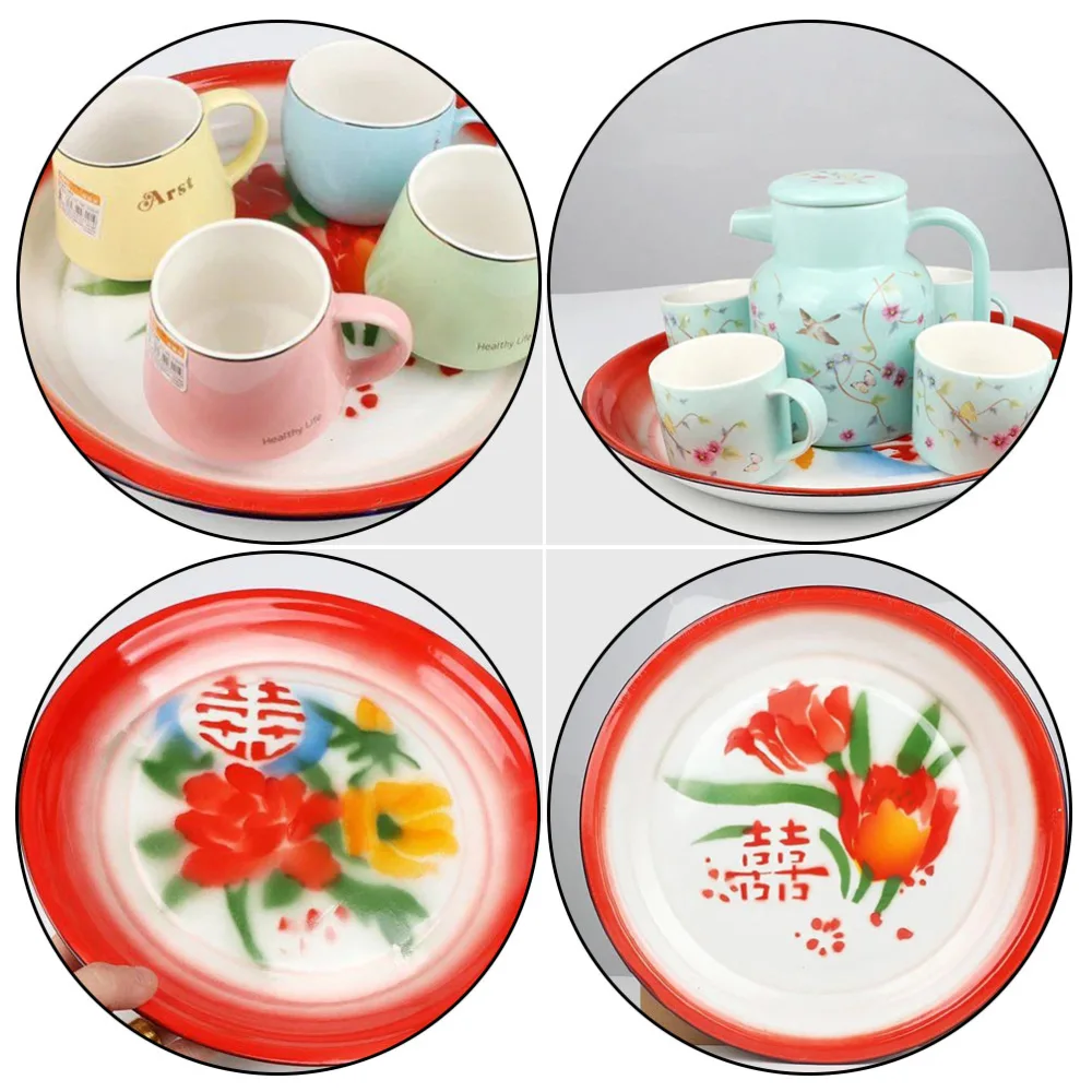 Multi-function Desserts Storage Tray Chinese Enamels Food Serving Tray