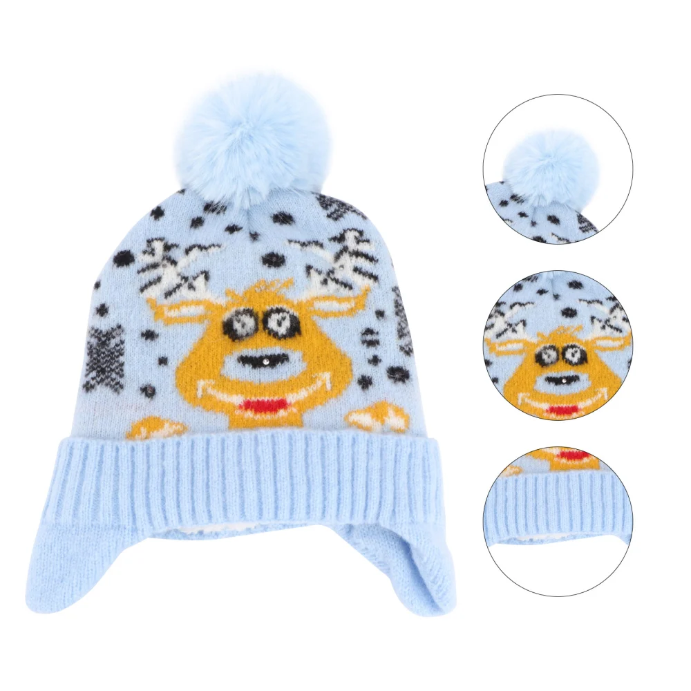 Christmas LED Light Knitted Hat Kids Inner Fleece Thickened Warm Woolen Hat