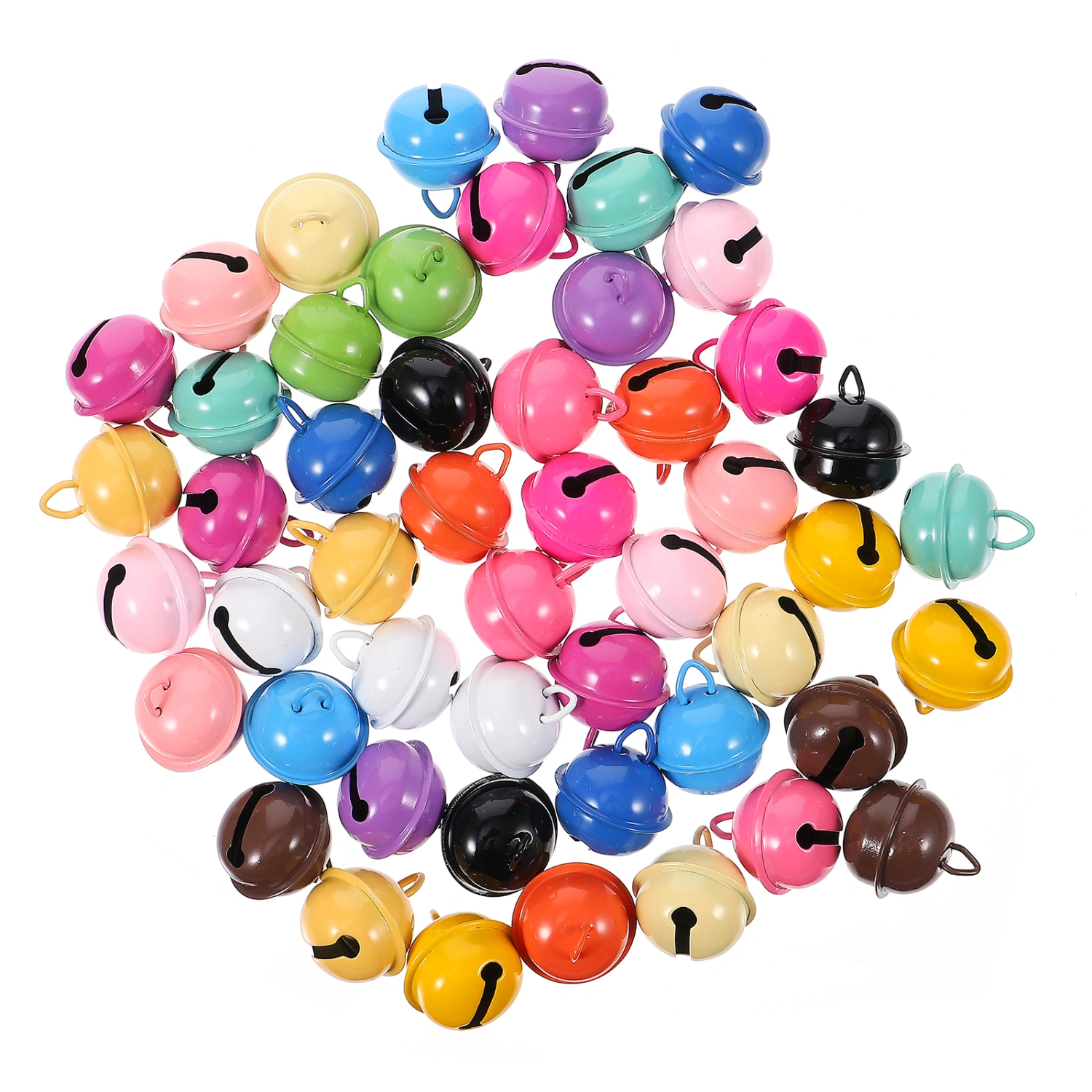 50pcs Bell Pendants for Pet Collar DIY Jewelry Key Ring Accessories Mixed Color