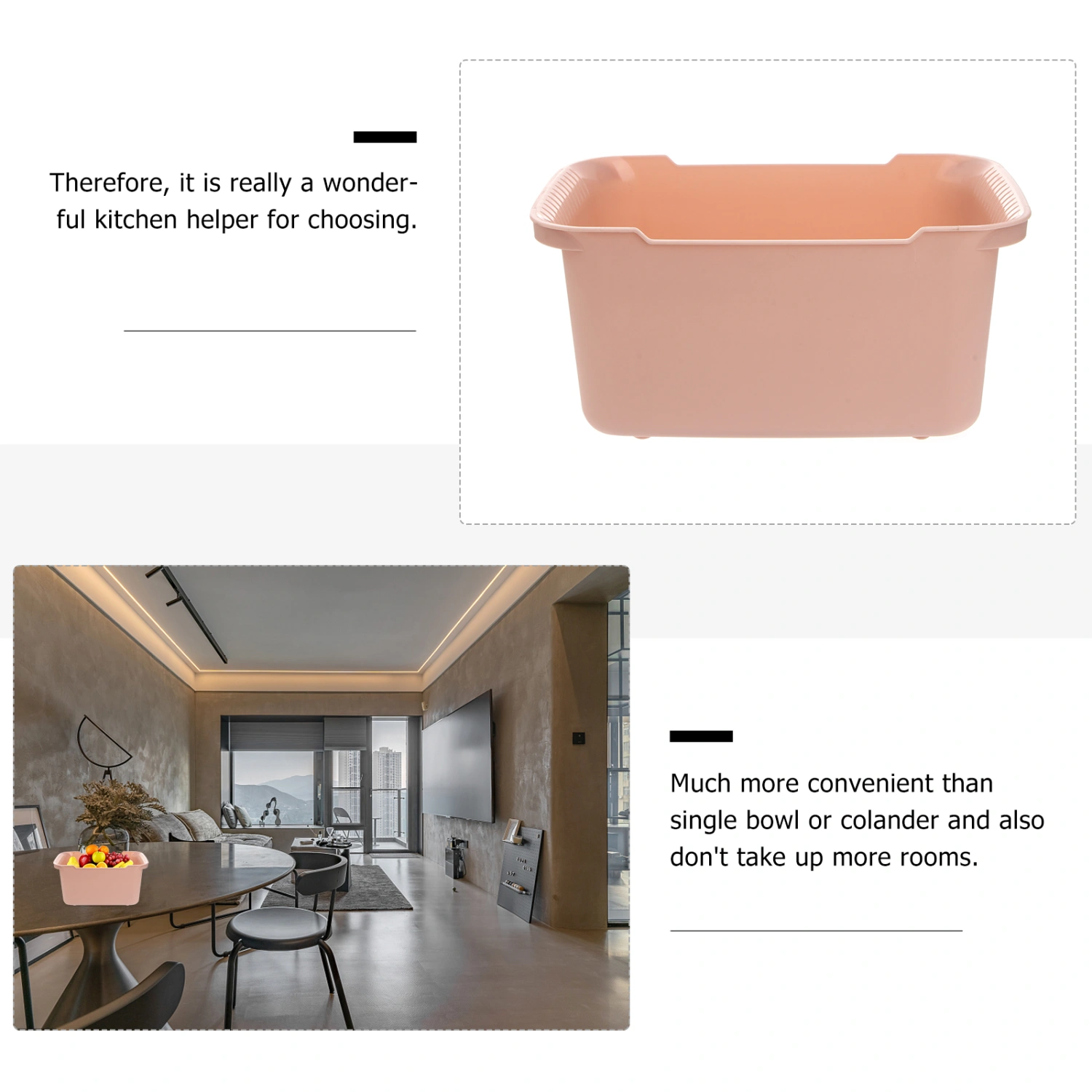 1PC Washing Basket Plastic Kitchen Strainer Basket Fruit and Vegetable Washing Basket (Pink)