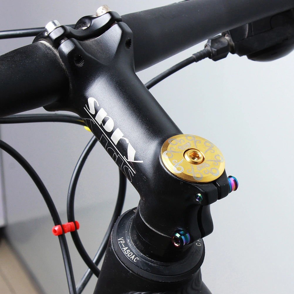 Bowl Cover Titanium Alloy 28.6mm Front Fork Handle Stem Cover Mountain Road Fixed Gear Bike (Golden)