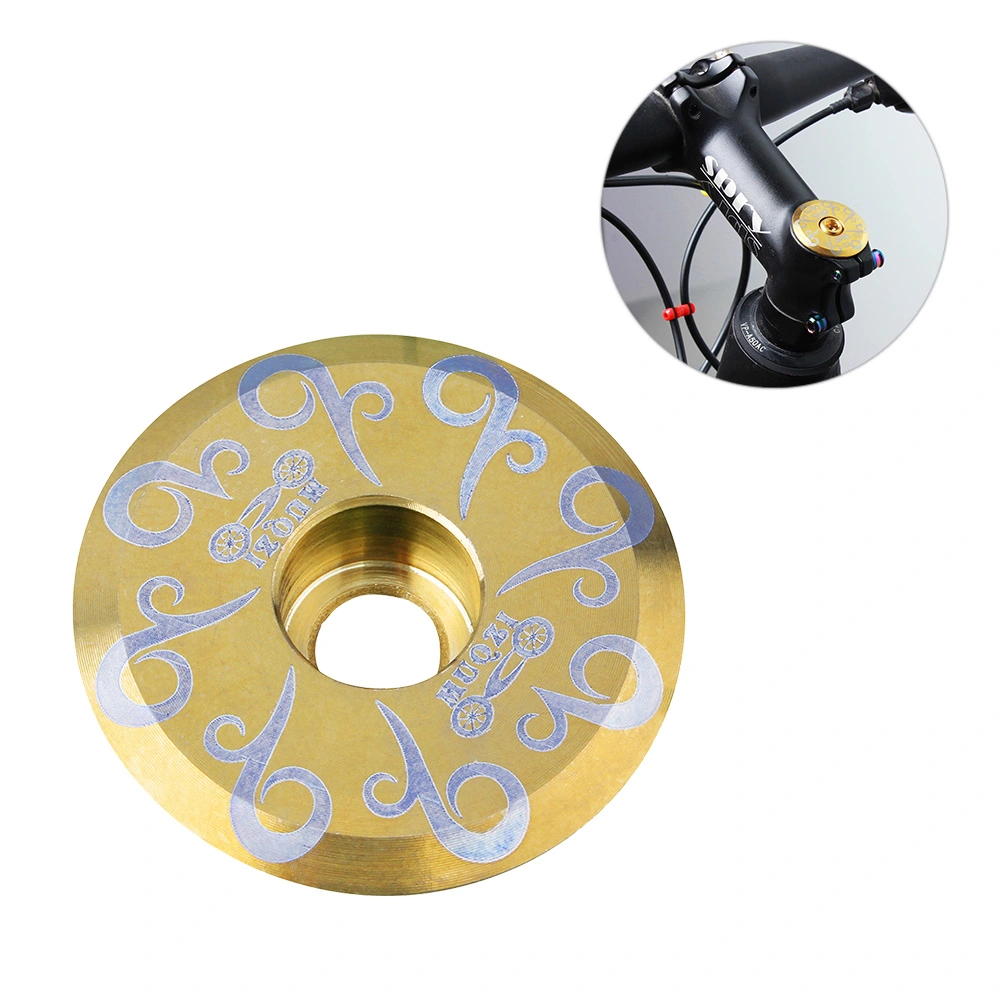Bowl Cover Titanium Alloy 28.6mm Front Fork Handle Stem Cover Mountain Road Fixed Gear Bike (Golden)