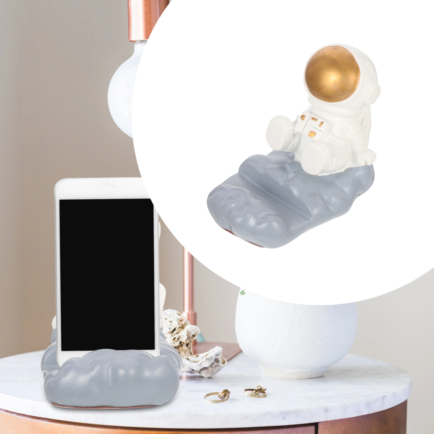 Creative Astronaut Phone Stand Office Desk Resin Decoration Birthday Gift