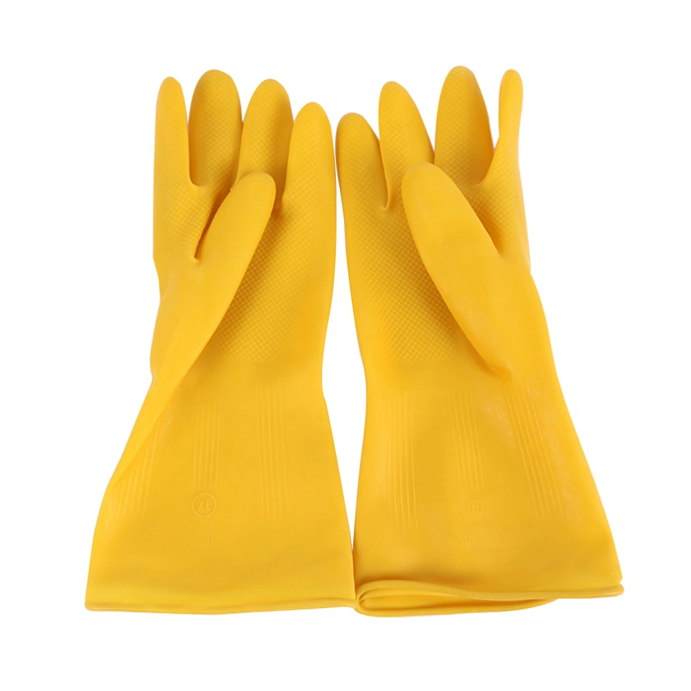 2 Pairs Silicone Dishwashing Gloves Heat Resistant Cleaning Gloves Waterproof Household Kitchen Cleaning Tool (Yellow)