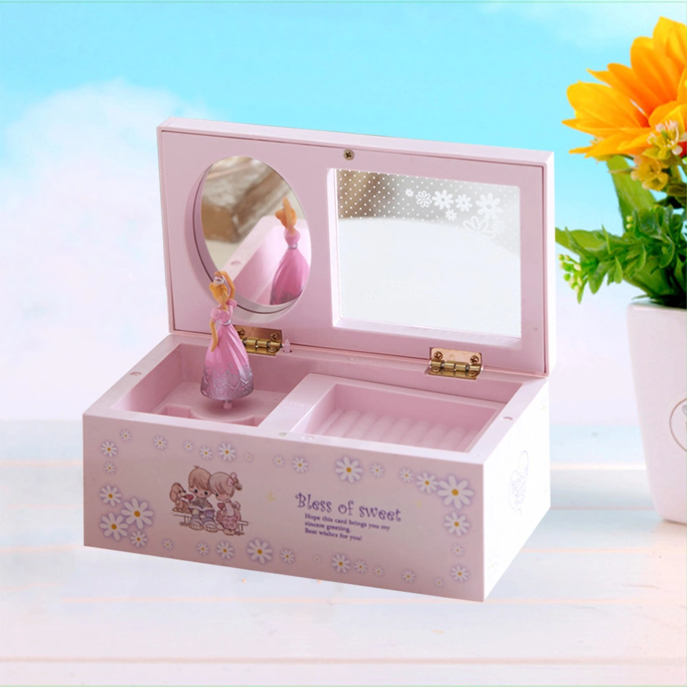 Decorative Music Box Miniature Dancing Girl Rotary Musical Box for Baby Girl Women Gift Decoration(Pink)