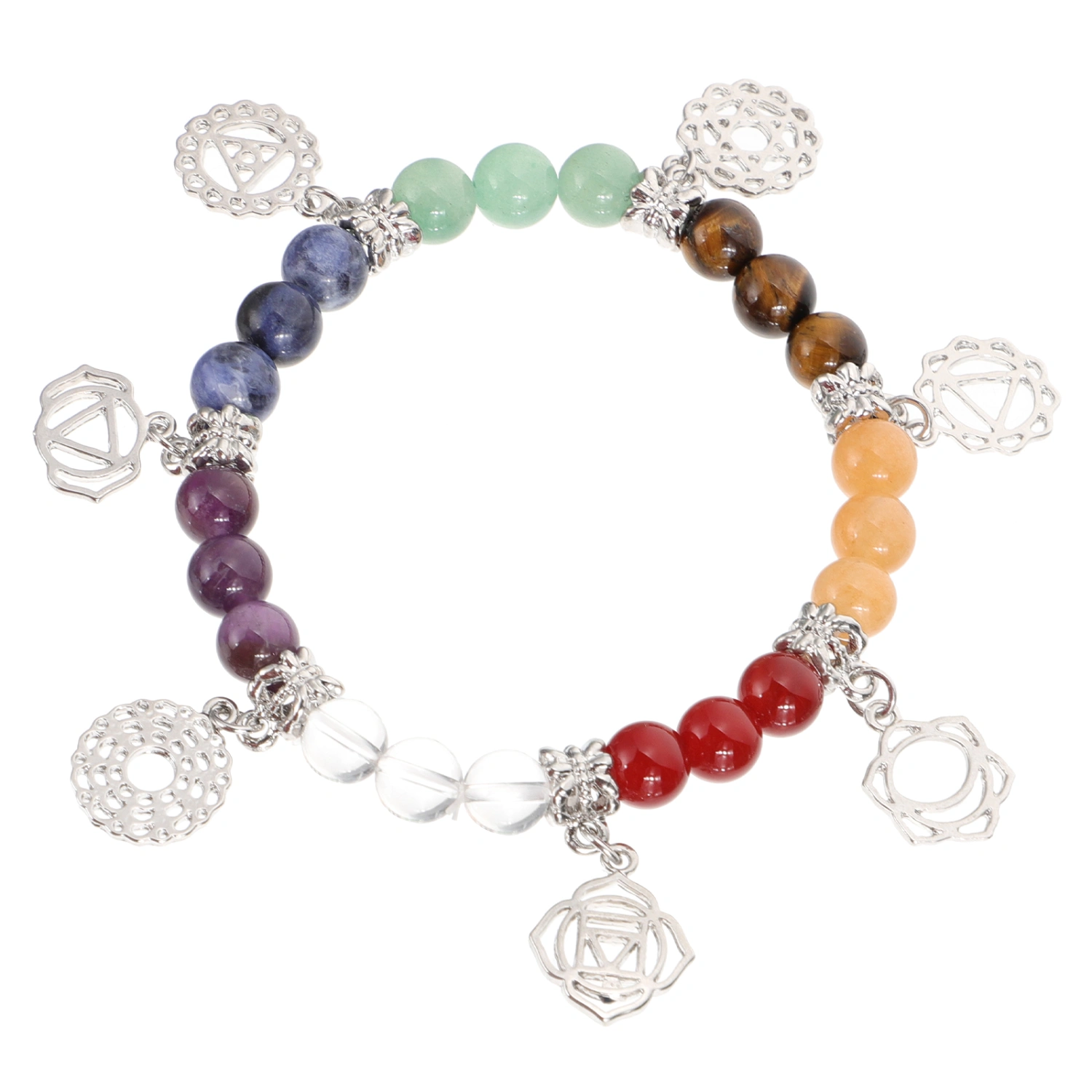 1Pc Crystal Alloy Energy Bracelet Seven Chakras Bracelet Decor (Assorted Color)