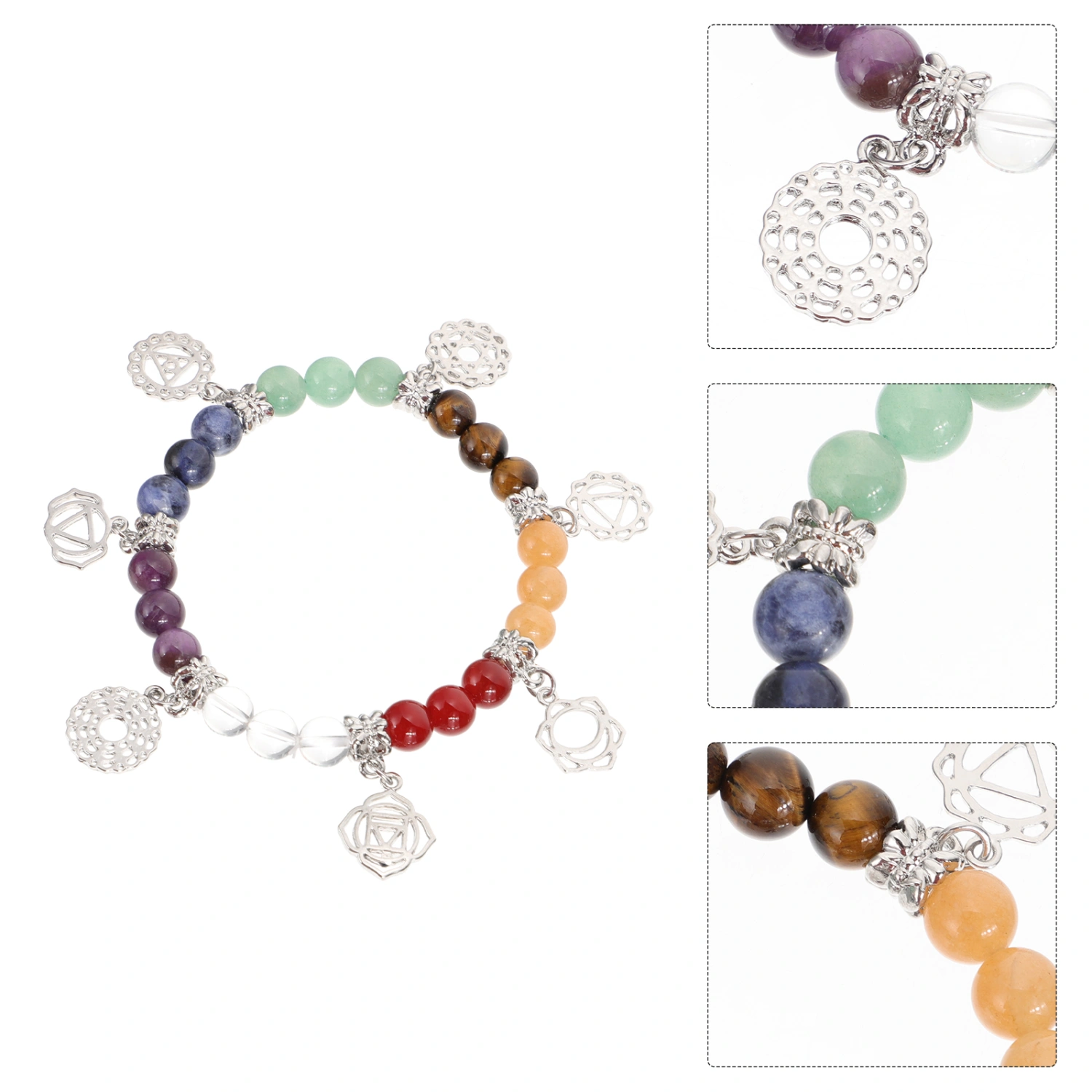 1Pc Crystal Alloy Energy Bracelet Seven Chakras Bracelet Decor (Assorted Color)