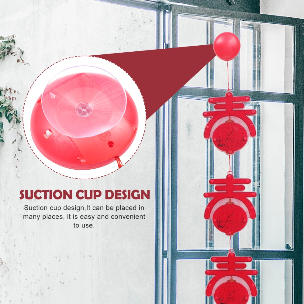 1 Pair Spring Festival Window Decorative Light Festive New Year Suction Cup Lamp