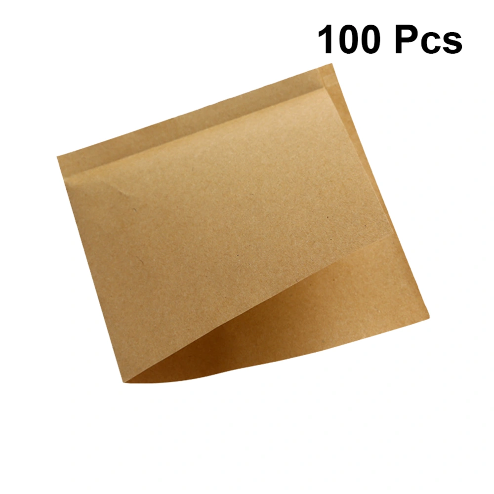 100pcs Food Kraft Paper Disposable Triangle Shape Oil-proof for Sandwich Doughnut Packing (18X18CM Khaki)