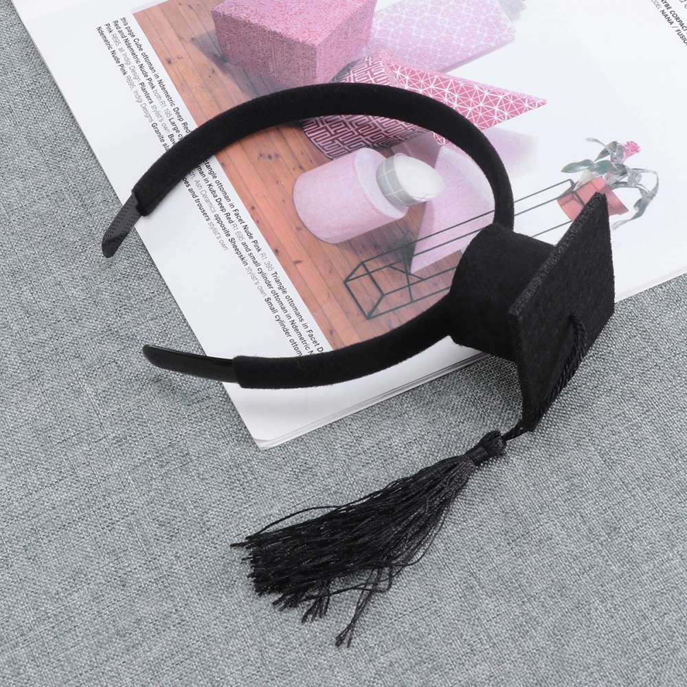 Mini Doctoral Hair Band Party Stereoscopic Headdress Head Piece Graduation Decoration(Black Style(Black))