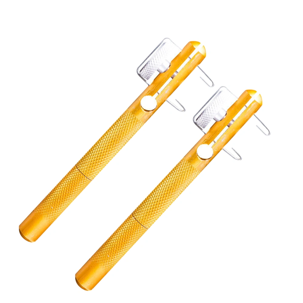 2PCS Metal Fishing Line String Knotter Manual Portable Fishing Hook Fishing Tool (Golden)