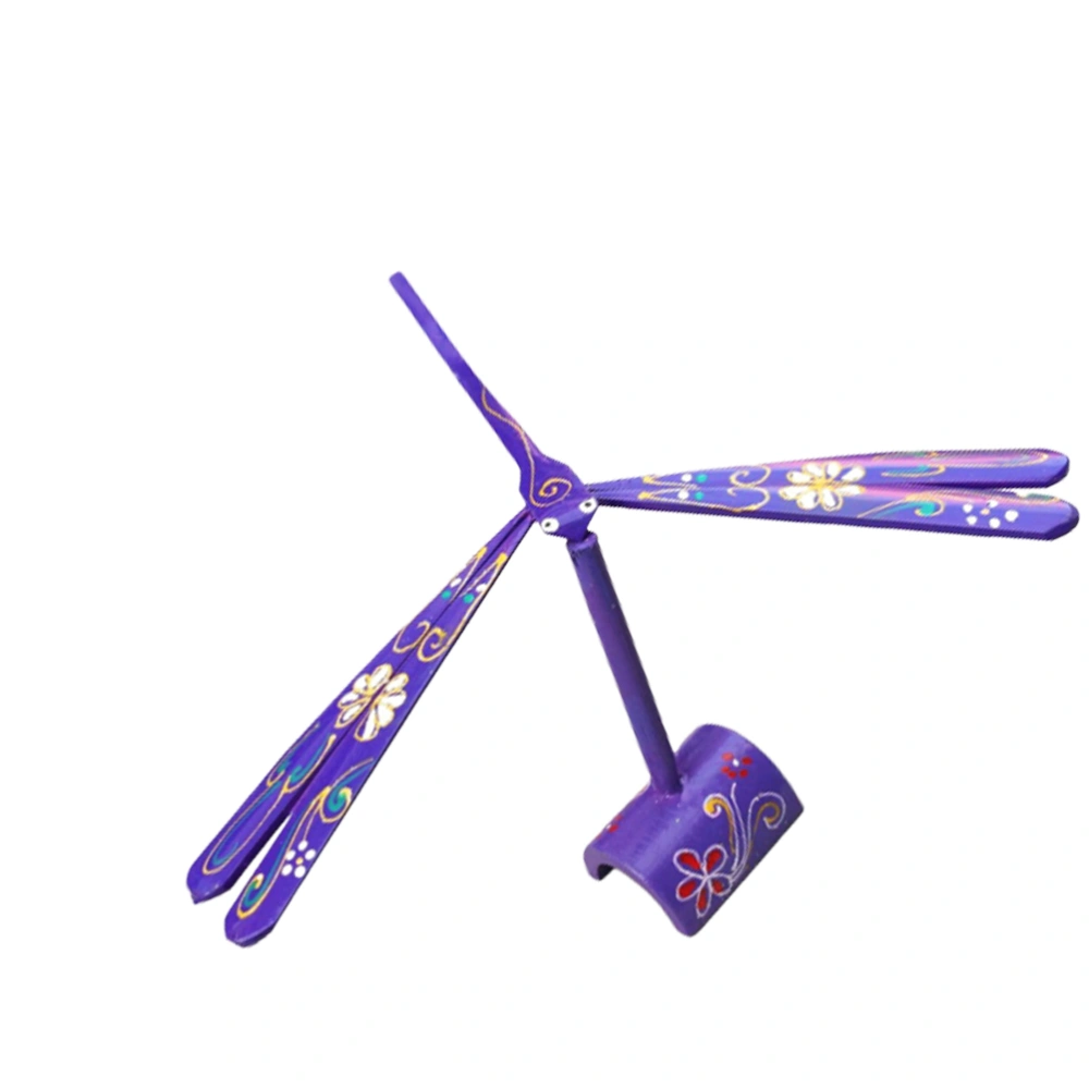 1PC Kids Balance Toy Bamboo Dragonfly Toy Educational Prop Science Display Model with Holder for Kids Children Purple