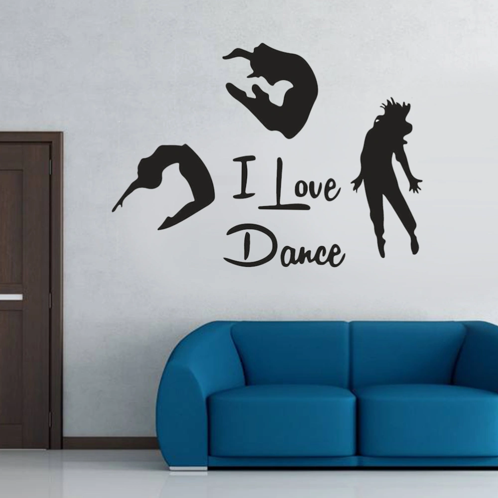 I Love Dance Wall Stickers Home Decor DIY Three Dancers Decals Removable Living Room Bedroom Art Murals Decoration