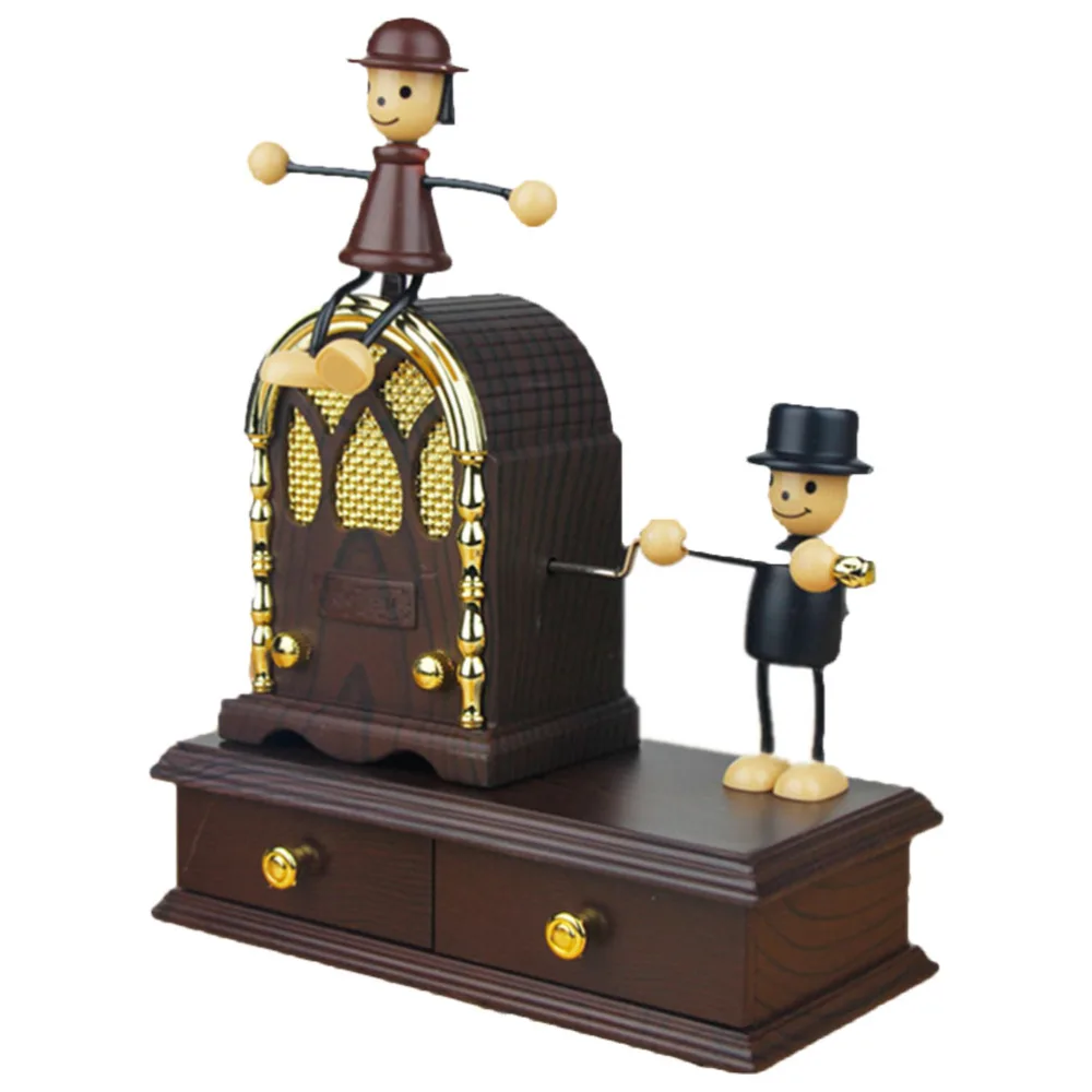 1PC Chic Home Music Box Ornament Romantic Couple Puppet Hand-cranked Music Box