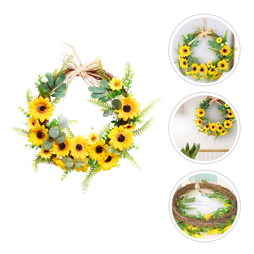 1Pc Door Wreath Pendant Artificial Sunflower Garland Party Layout Hanging Wreath