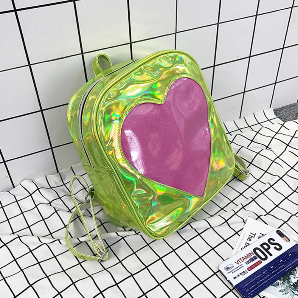 1PC Summer Backpack Transparent Love Heart Shape Student School Bag Girls Backpack Green