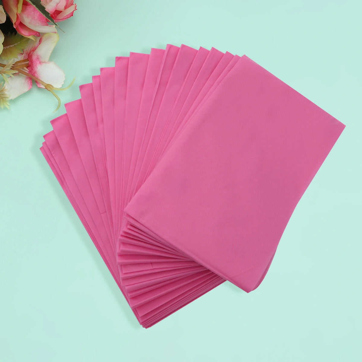 10PCS 175x75CM Thickened One-time Beddings Sheets Degradable Bed Cover Nonwoven Bedding Supplies for Travel SPA (Pink)