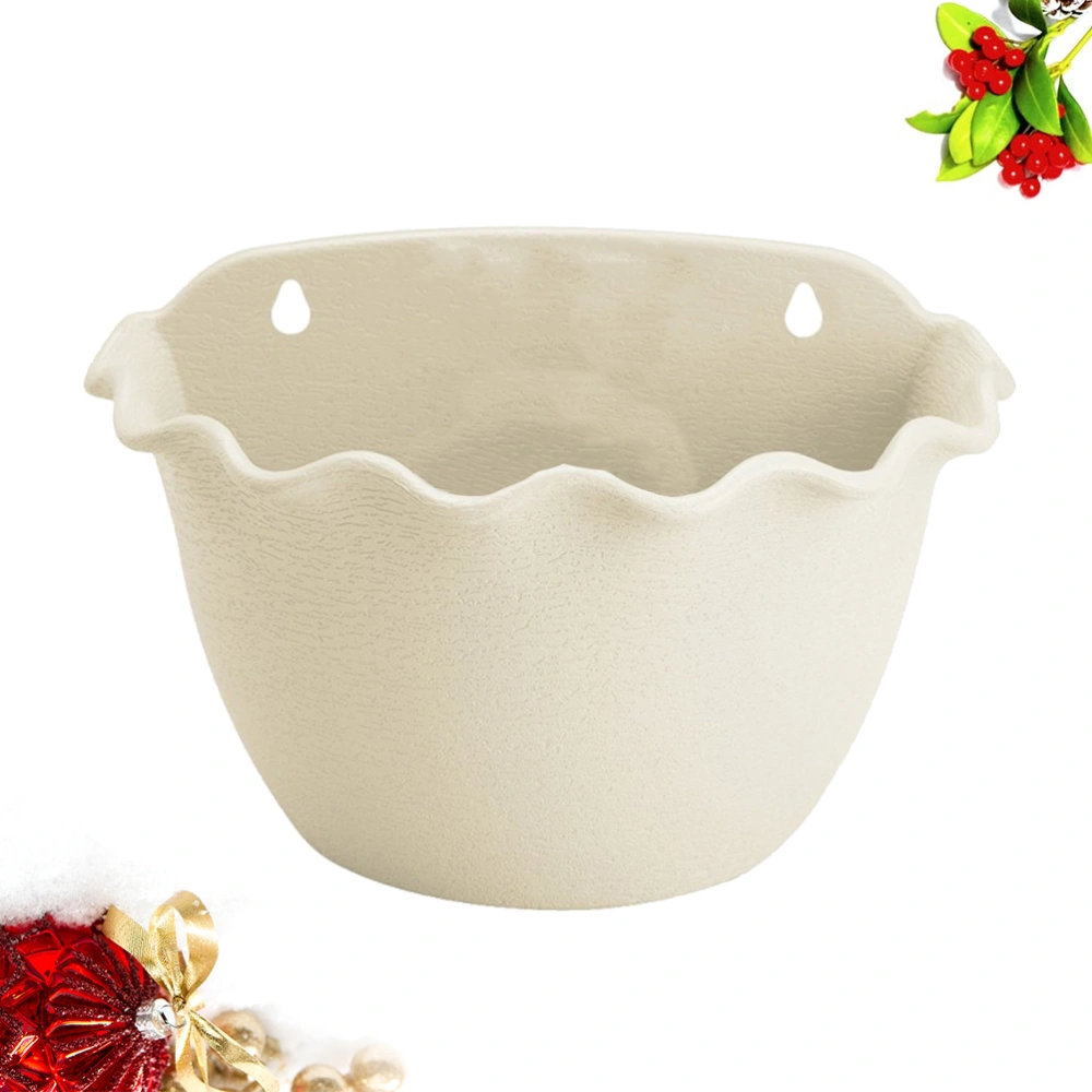 1pc Wall Hanging Planter Flowerpot Semicircle Wall Hanging Basin Indoor and Outdoor Potted Garden Supplies Flower Container for Flower Use (L Beige)