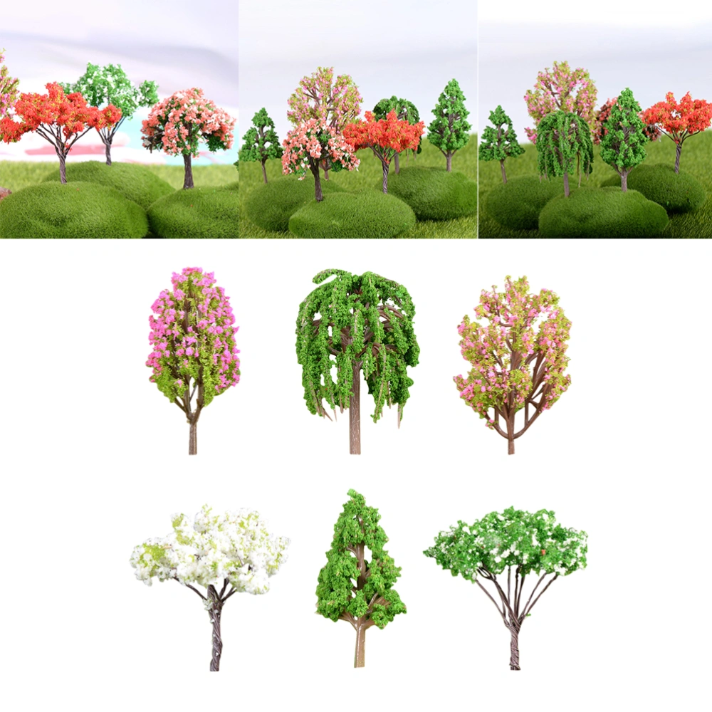 1 Pack of 6pcs Simulation Tree Plant Ornament Miniature Mini Adornment Pots Succulent Decor DIY Landscape Ornament (Mixed Pattern)