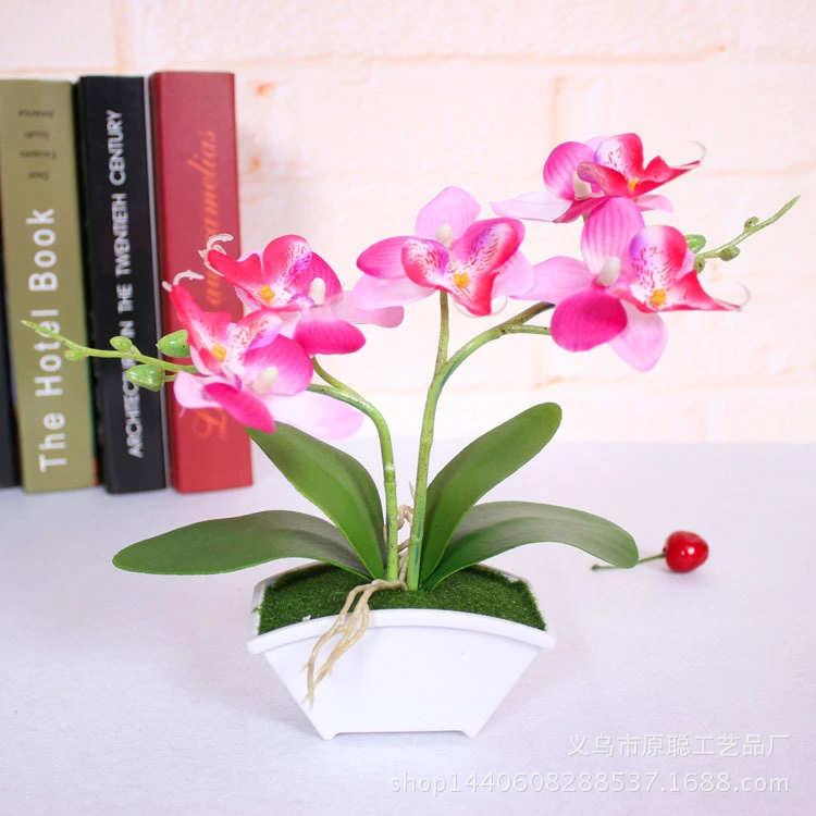 Mini Orchid Table Plant Ornament Artificial Potted Plant For Bathroom Kitchen