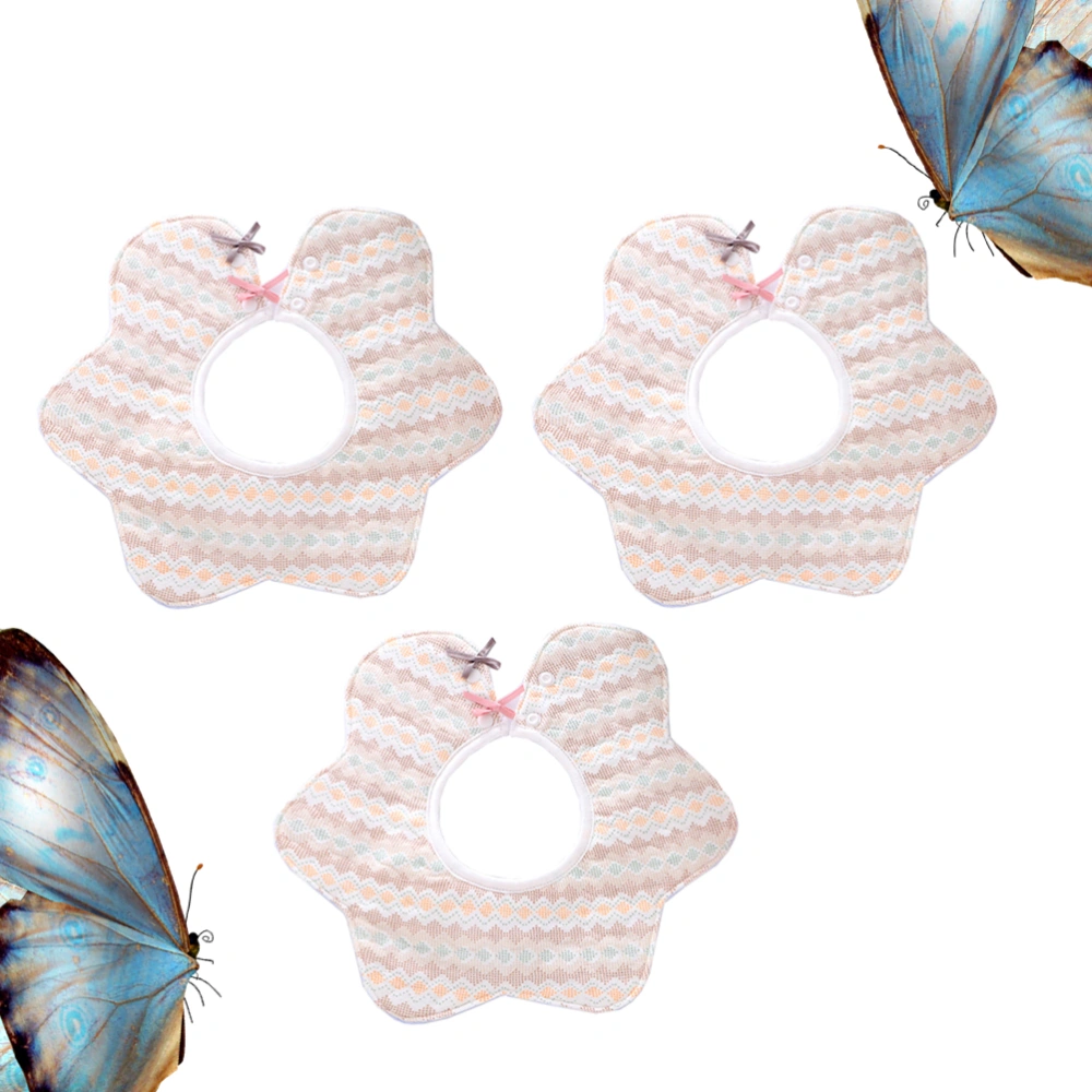 1 Set of 3Pcs Baby Bibs Flower Shape Saliva Towels 360° Rotating Infant Nursing Towel Waterproof Feeding Bibs (Random Style)