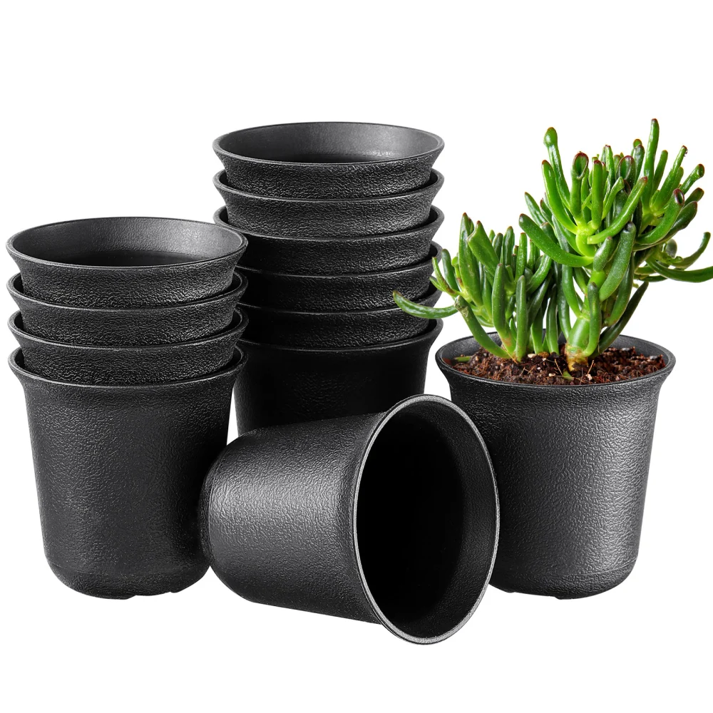 12pcs Plastic Succulent Pots Small Flower Pots Indoor Succulent Planters with Drainage Holes