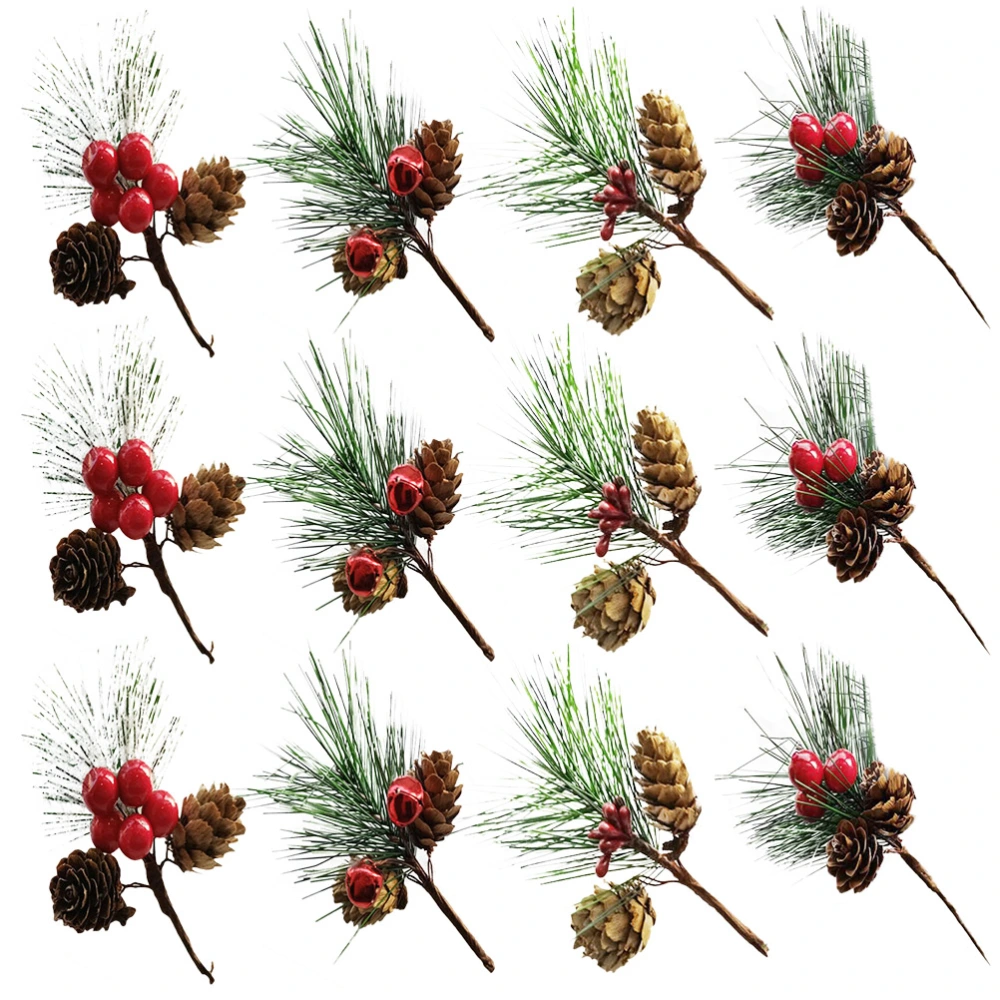 20Pcs Christmas Scene DIY Artificial Pine Needle Stem Party Decoration (Random Style)