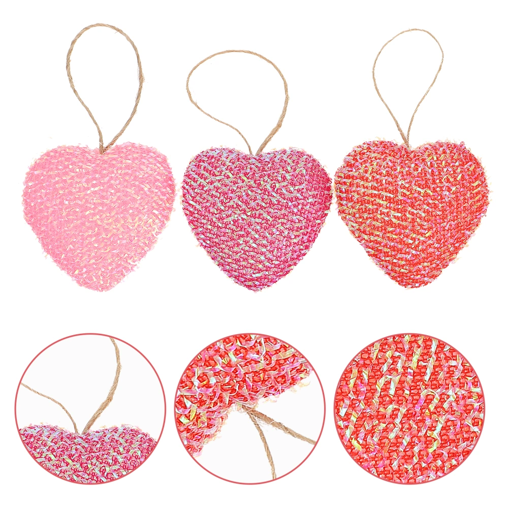 12pcs Valentine's Day Pendants DIY Bag Pendants Heart Shape Hanging Decors