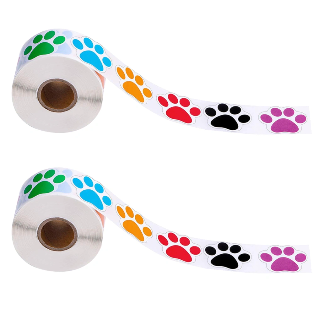 2 Rolls of Animal Footprints Sealing Stickers Lovely Labels Wrapping Stickers Handmade Decals Children Stickers Toys