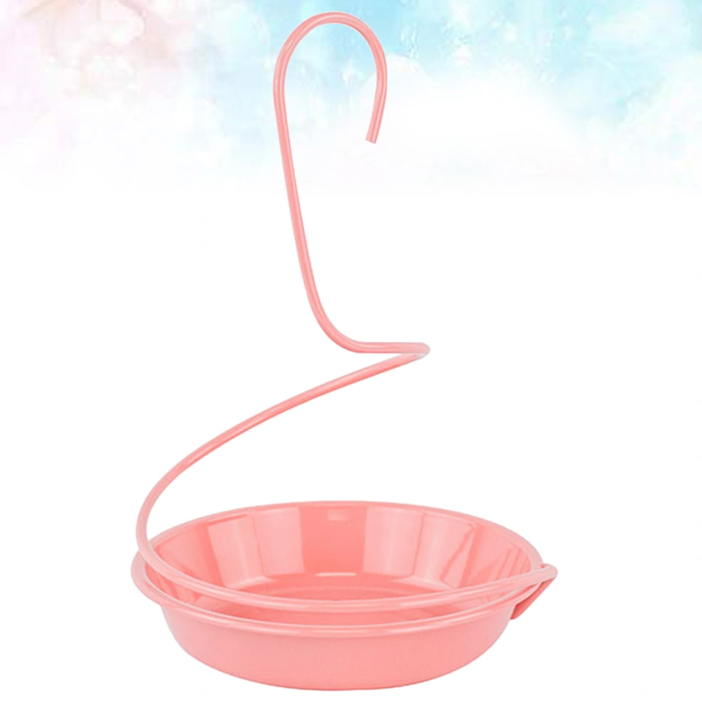 1PC Hanging Bird Feeding Trough Outdoor Hangable Bird Feeder Household Pet Birds Water Bowl for Outdoor Park Balcony (Without Hole Style Pink)