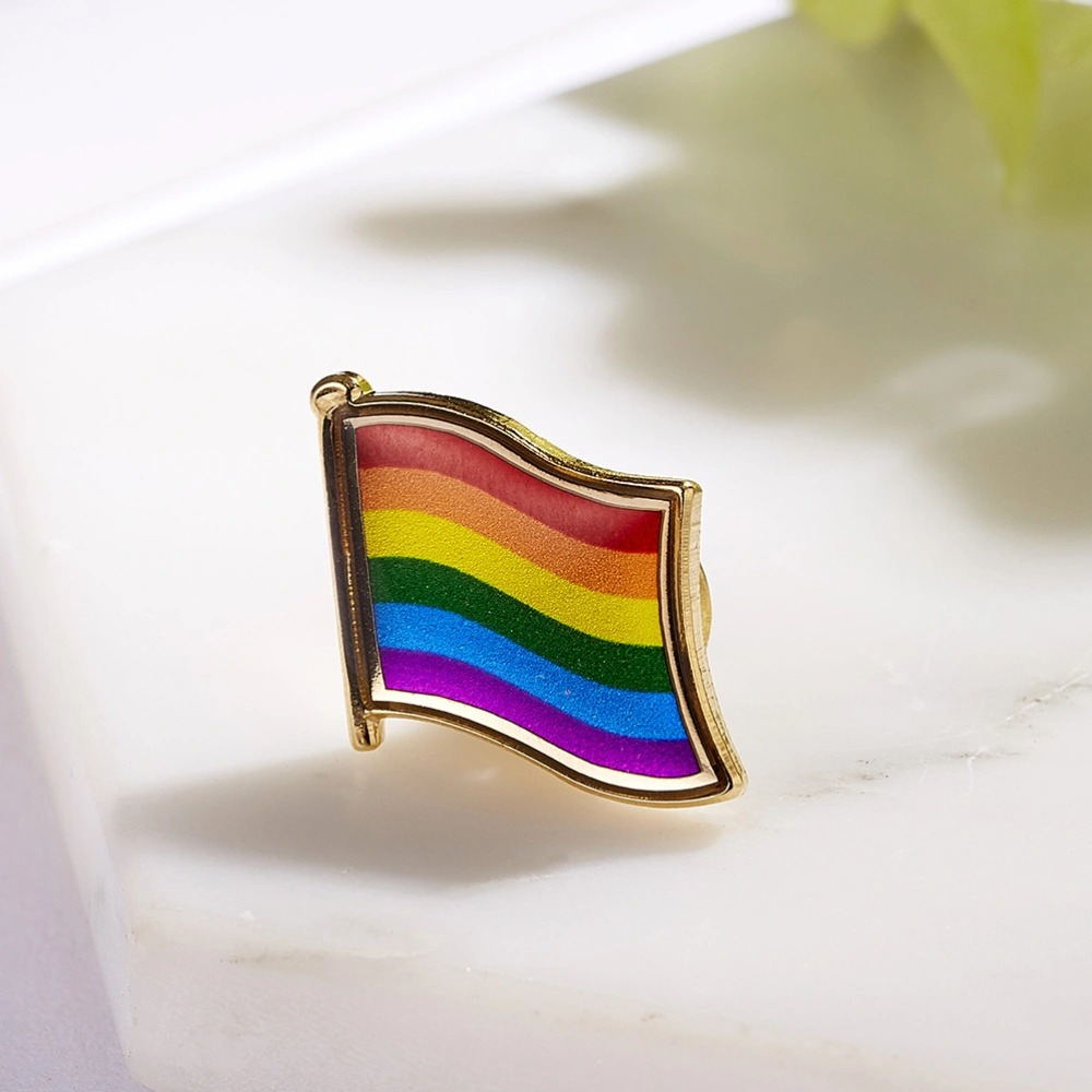 1Pc Fashion Rainbow Flag Shaped Brooch Alloy Drop Oil Corsage Delicate Breastpin for Women Ladies Girls