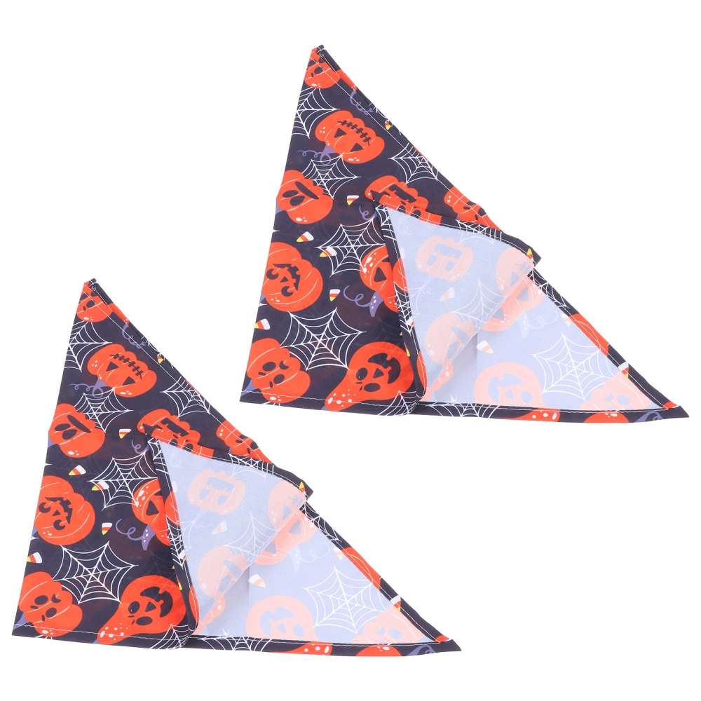 2Pcs Halloween Dog Saliva Towel Dog Kerchief Washable Neckerchief Dog Bibs