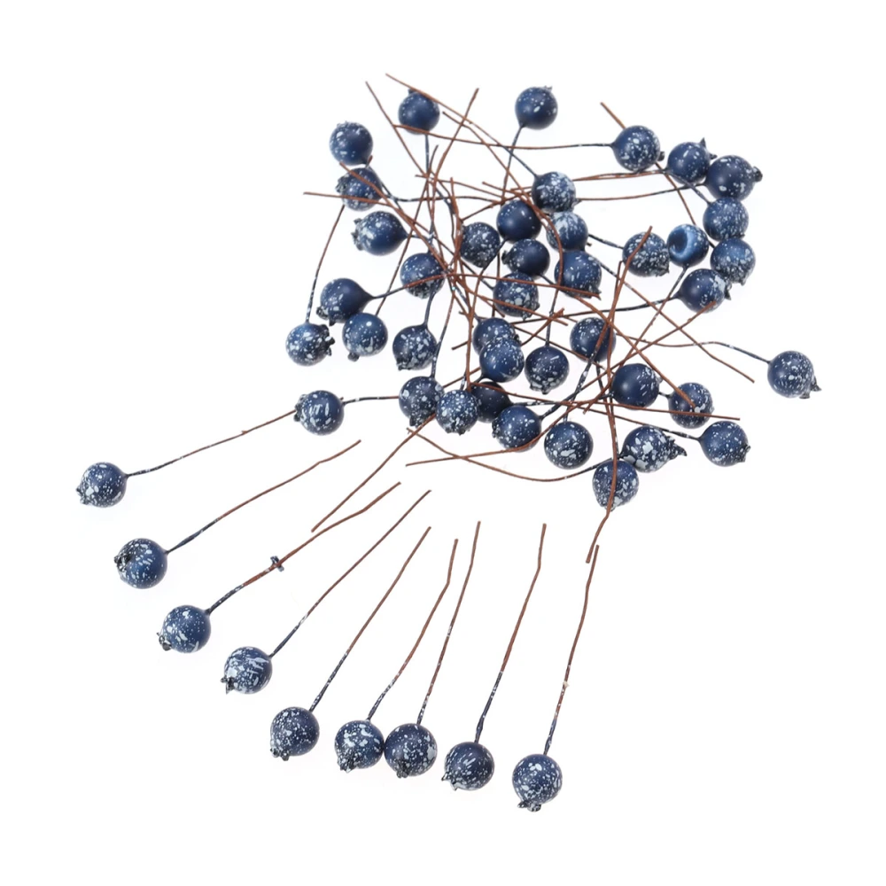 50pcs Blue Fruit Berry Holly Artificial Flower Pick Christmas DIY Home Decor Ornament (12mm)