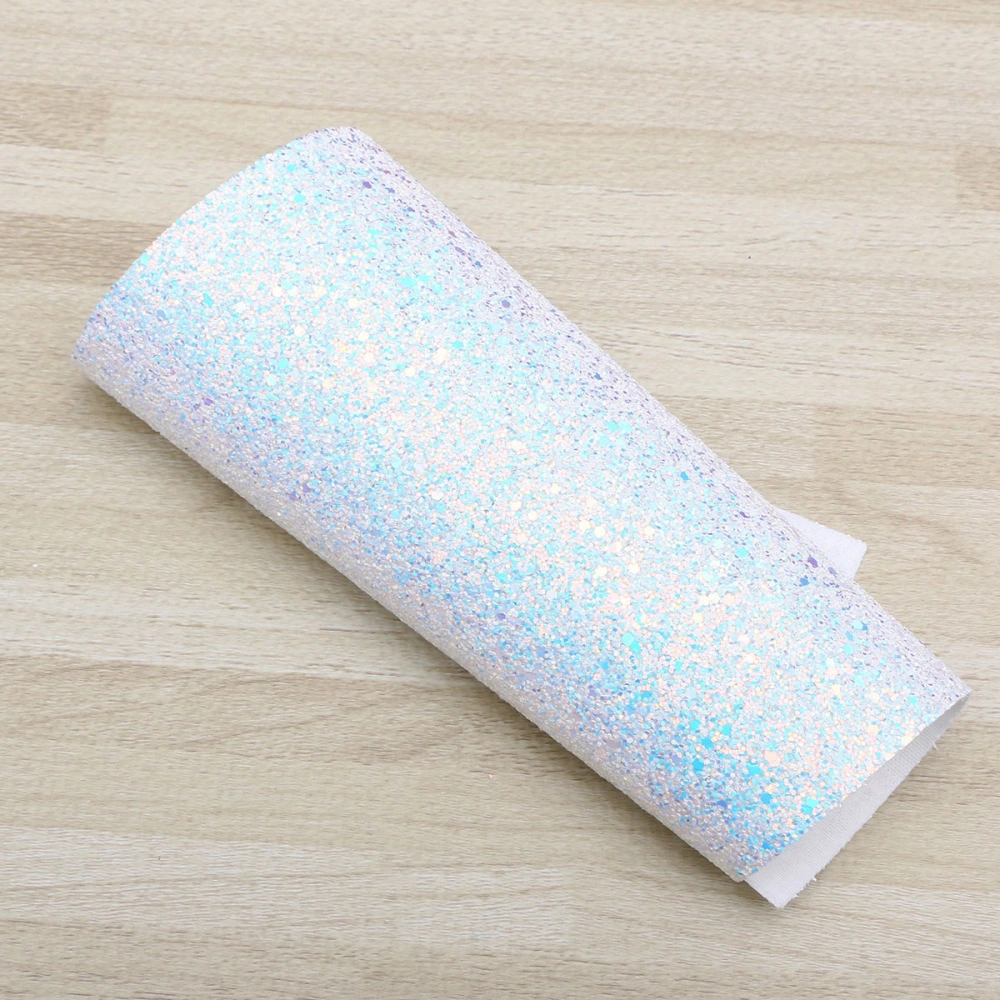 3pcs Shiny Superfine Glitter Fabric PU Leather Fabric Sheet Canvas Back for Craft DIY and Christmas Decoration(White Pink Green)