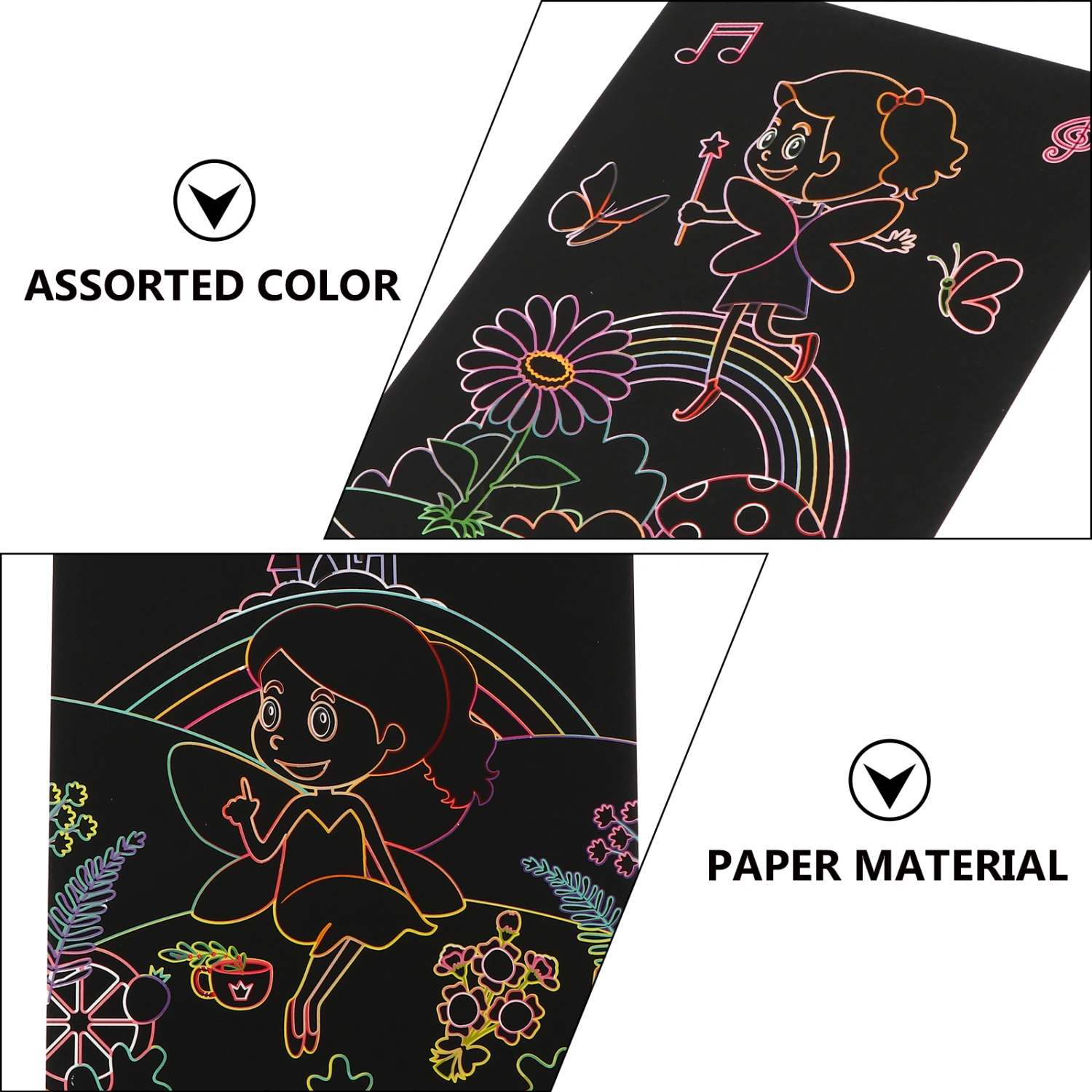 1 Set of Kids Scratch Painting Cards Scratching Painting Paper DIY Graffiti Tool