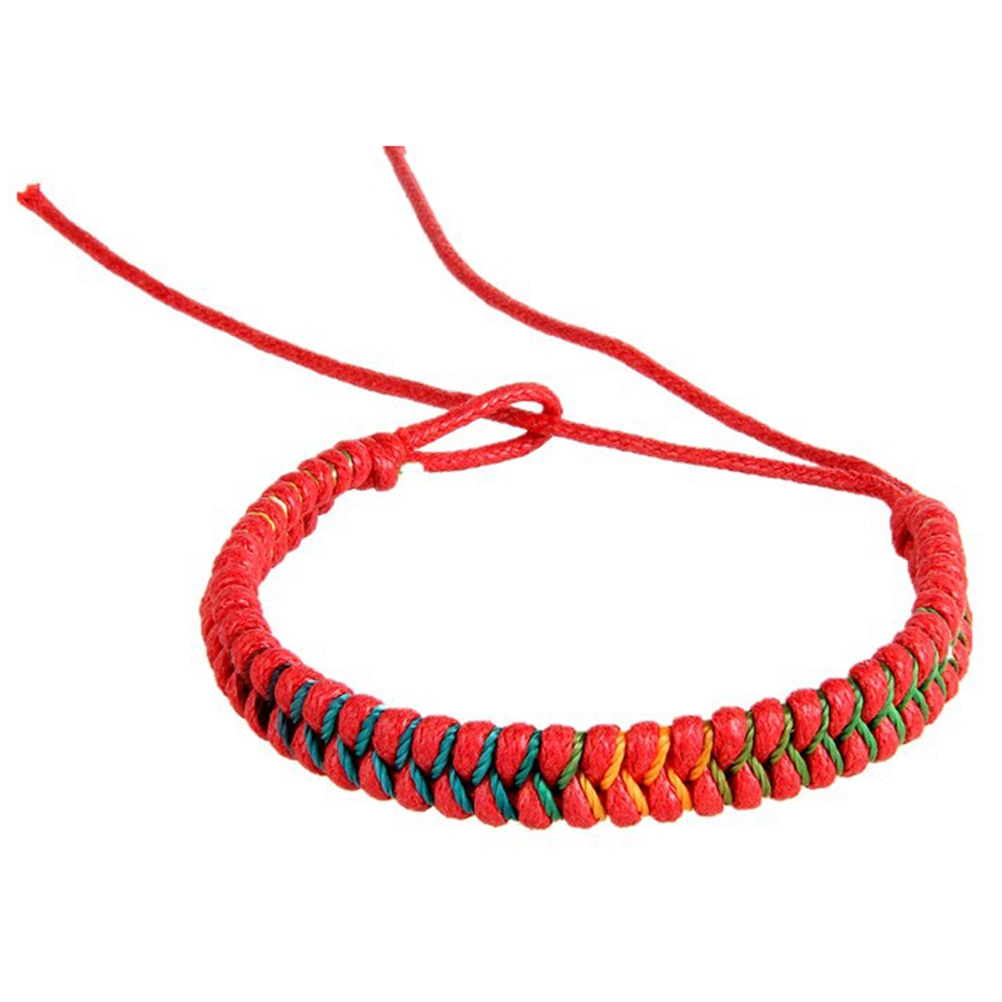 4pcs Wax Rope Bracelets Rope Woven Bangles Hand Knitting Wrist Band Hand Chain Set for Women Girls (Red, Orange, Rosy, Pink)