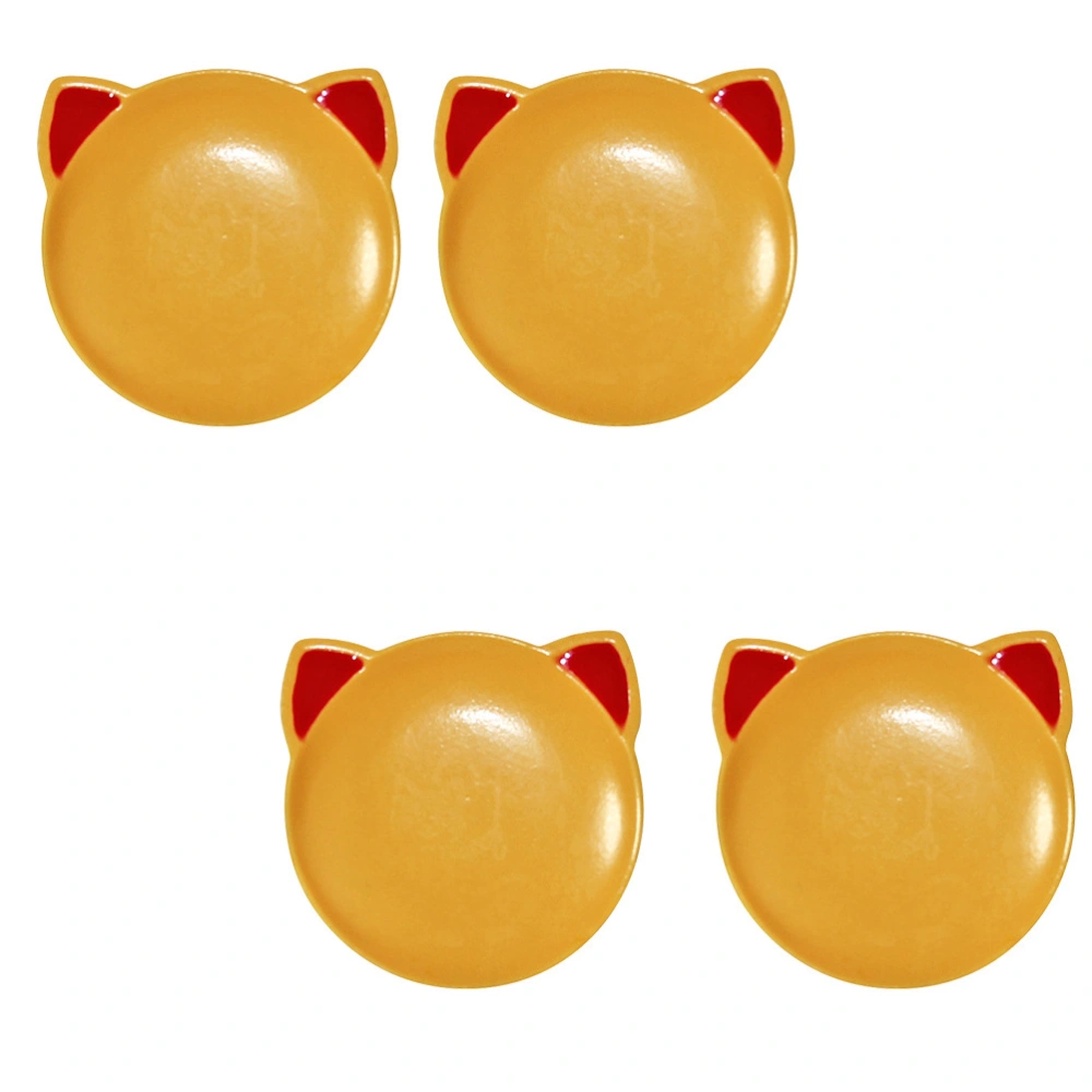 4Pcs Cat Shaped Saucer Model Home Mini Adornment Scene Layout Prop Red Orange