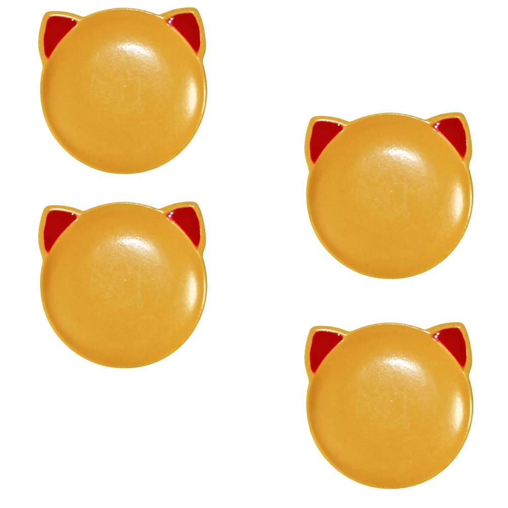 4Pcs Cat Shaped Saucer Model Home Mini Adornment Scene Layout Prop Red Orange