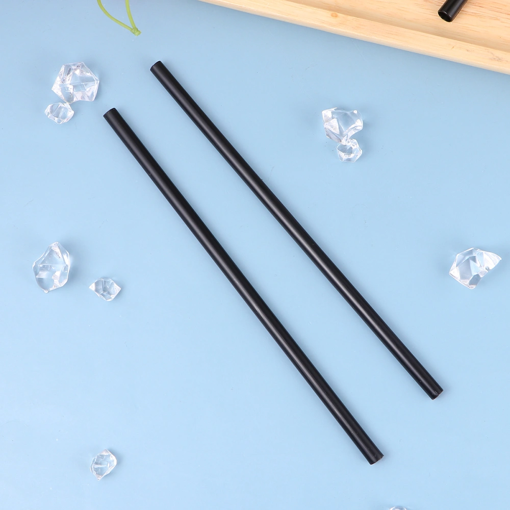 50pcs Disposable Beverage Straw with Fork Design Drinking Sucker for Juice Water Baverage Tea (Black)