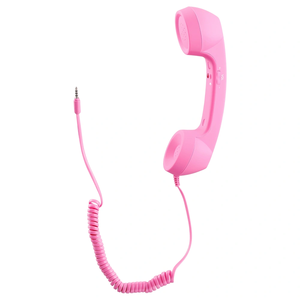 UKCOCO Cellphone Retro Handset 3.5MM Smart Phone Receiver Old Style Mobile Phone Receiver (Pink)