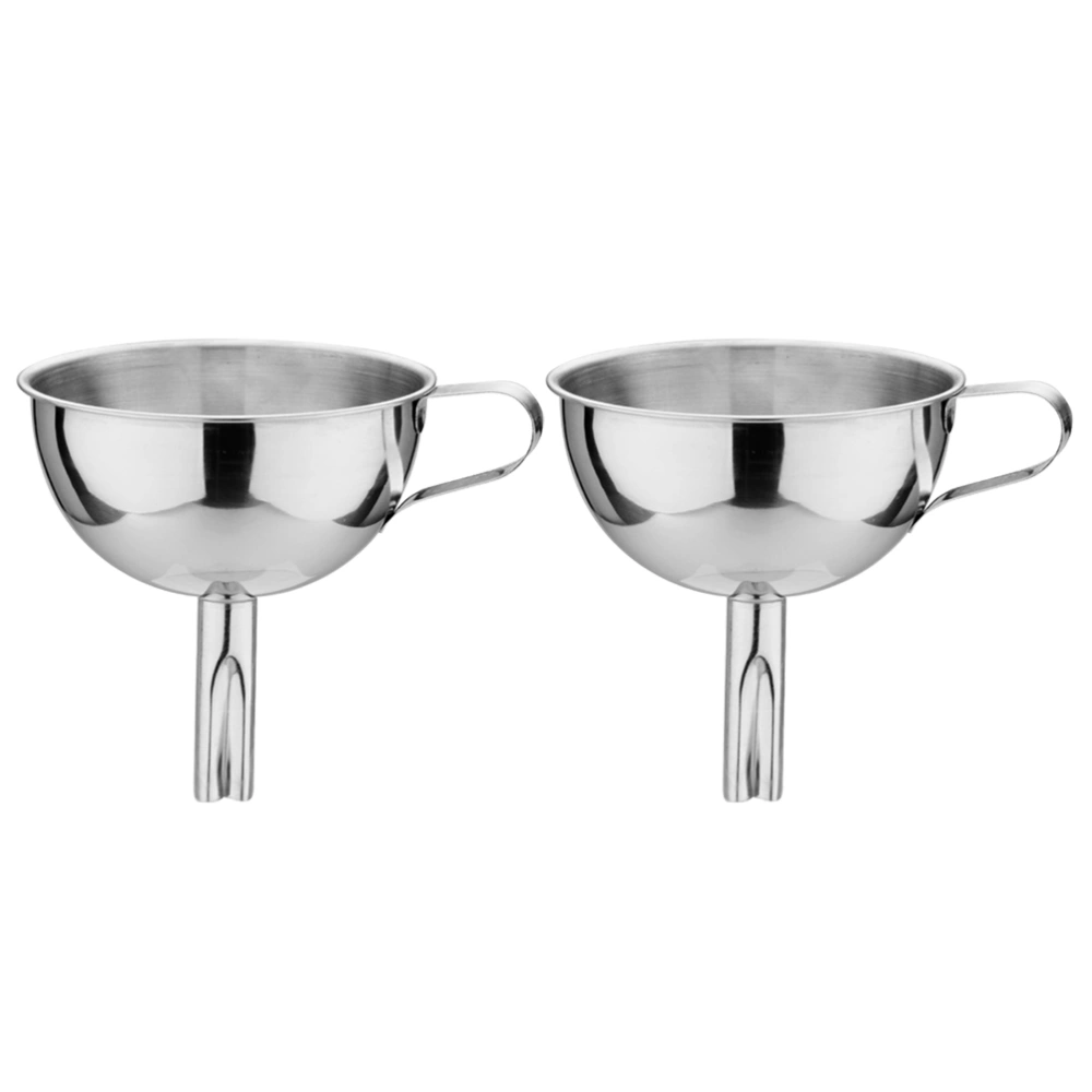 2pcs Stainless Steel Funnels Oil Strainer Wine Filtering Tool for Kitchen (9cm)