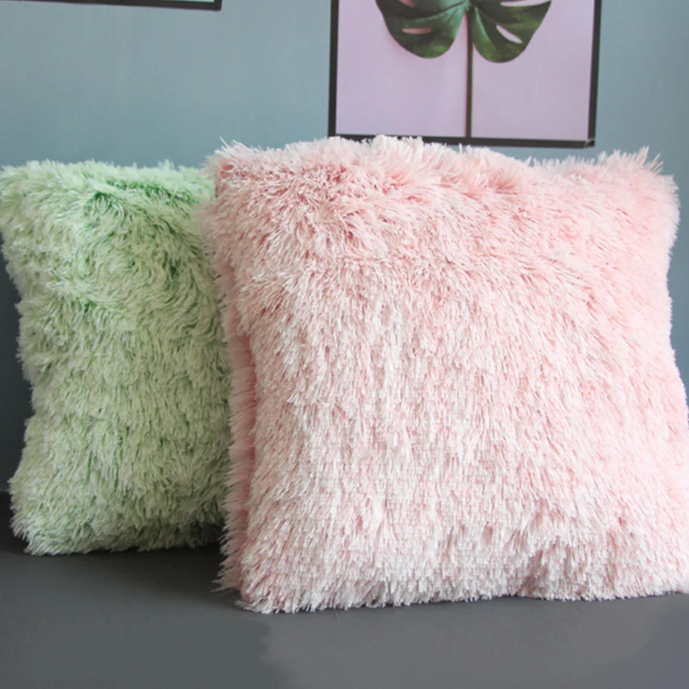 1pc Comfortable Throw Pillow Cover Home Bed Sofa Plush Pillow Cover Pillowcase