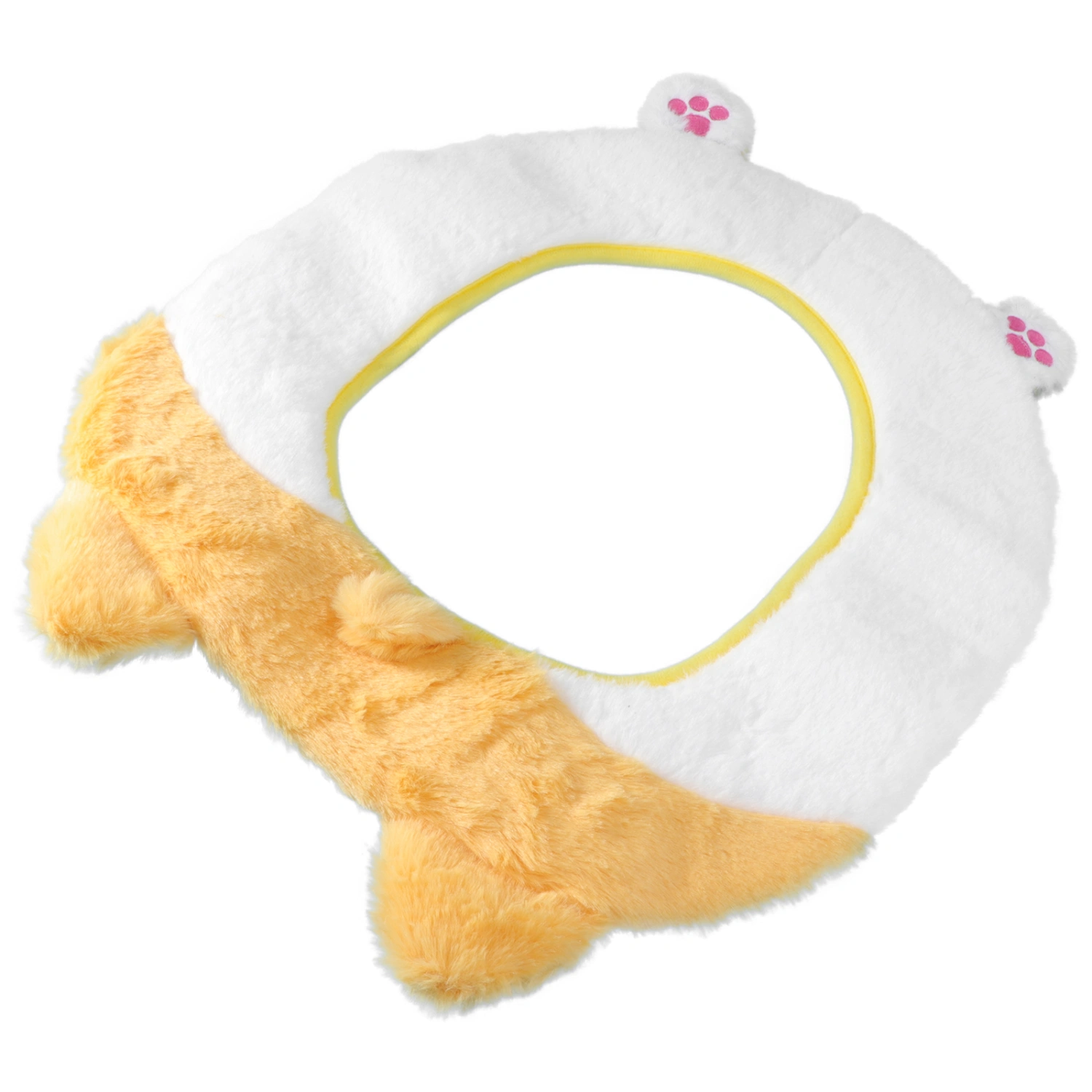 1PC Sticky Type Toilet Cover Cartoon Corgi Plush Toilet Seat Cushion (White)
