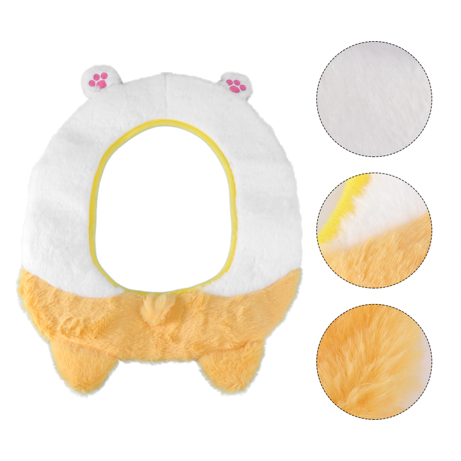 1PC Sticky Type Toilet Cover Cartoon Corgi Plush Toilet Seat Cushion (White)