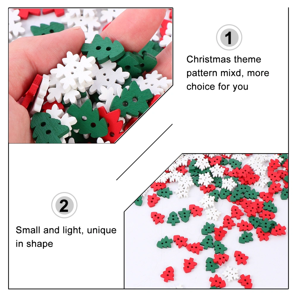 150Pcs Christmas Assorted Wooden Buttons Xmas Tree Button for Sewing Craft DIY