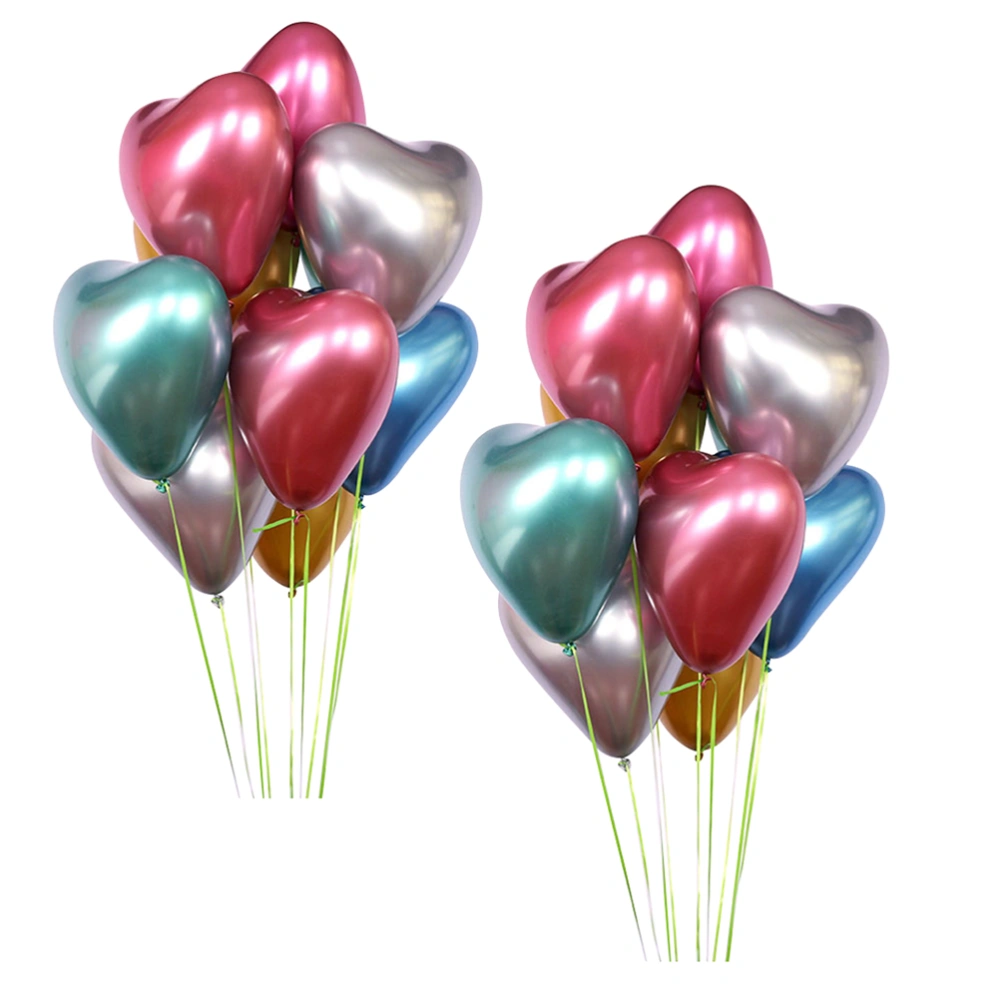 1 Set 50 Pcs Wedding Birthday Party Heart-shaped Latex Balloons (Random Color)