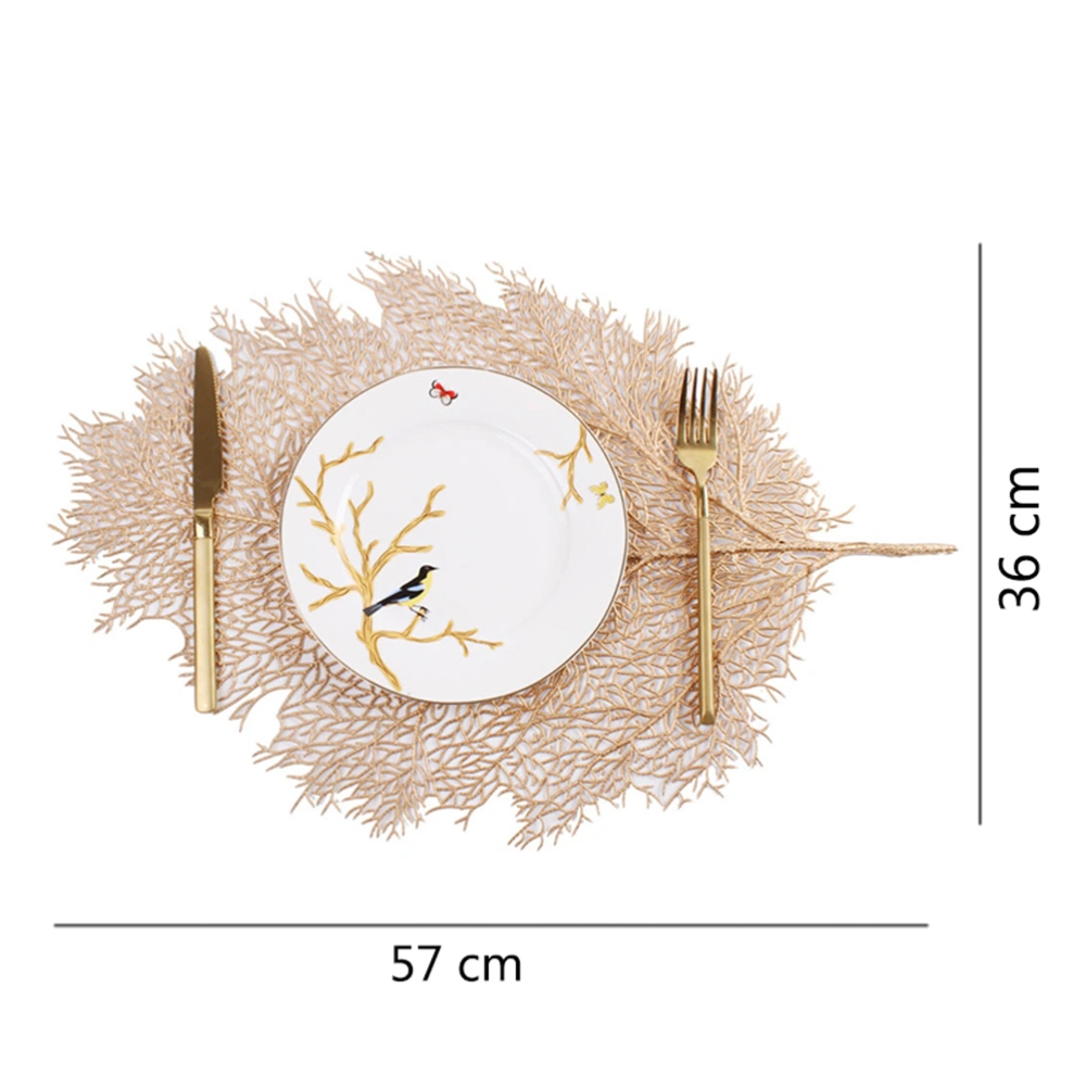 6Pcs Nordic Western Food Mat Heat Insulated Pad Artificial Coral Twig Gilded Placemat Gloden