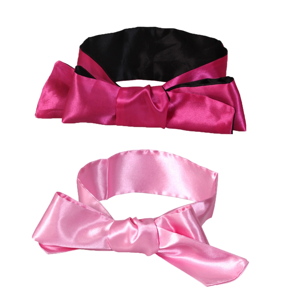 2Pcs Satin Blindfold Sex Eye Mask Band Blinder Sleeping Masks Costume for Adults Couples Lovers (Rose and Pink)