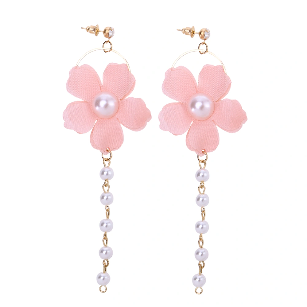 Vintage Flower Tassel Fringe Earrings Big Pearl Women Drop Dangle Earrings Jewelry